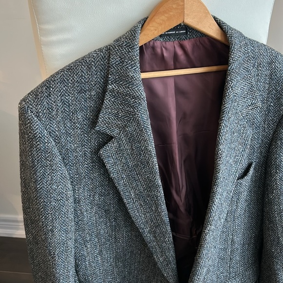 Moores Harris Tweed Blue Gray Wool Blazer Men’s 44R Single Breasted Sportscoat - Picture 5 of 16
